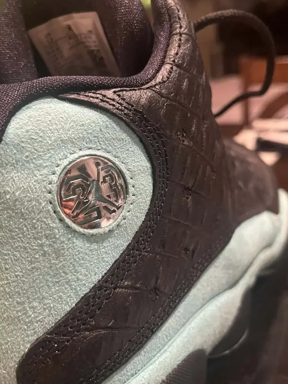 Air Jordan 13 Retro 'Island Green' Black Metallic Silver Sneakers